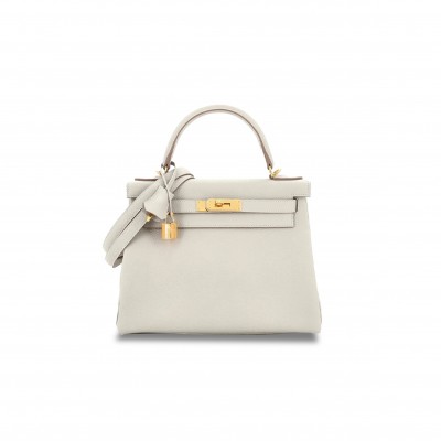 HERMÈS MASTER KELLY 28 HANDBAG MUSHROOM TOGO WITH GOLD HARDWARE (28*22*10cm) 